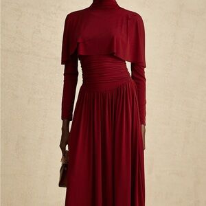 Camille ruched midi dress-burgundy
